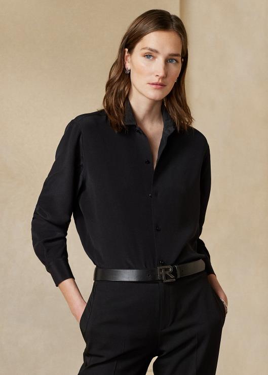 camisa capri de crepé de seda mujer negro Ralph Lauren 2XR2V9326
