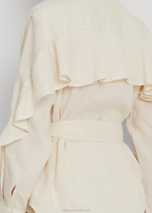 camisa con cinturón y ribete de volantes mujer crema de mascarpone Ralph Lauren 2XR2V4107
