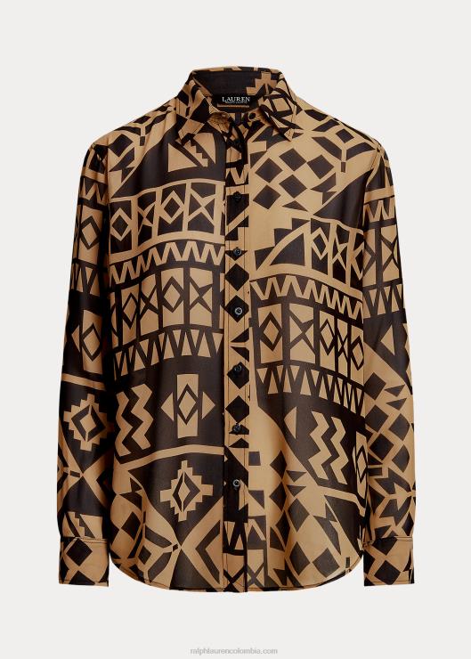 camisa con estampado geométrico mujer bronceado/negro Ralph Lauren 2XR2V9535