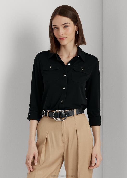 camisa con mangas enrollables mujer negro Ralph Lauren 2XR2V9154
