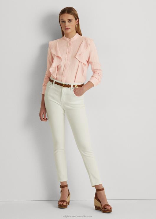 camisa con ribete de volantes mujer Rosa palido Ralph Lauren 2XR2V4414