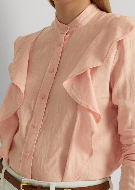 camisa con ribete de volantes mujer Rosa palido Ralph Lauren 2XR2V4414
