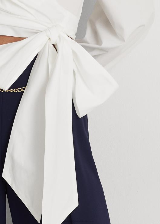 camisa corta con lazo en el frente mujer blanco Ralph Lauren 2XR2V3994