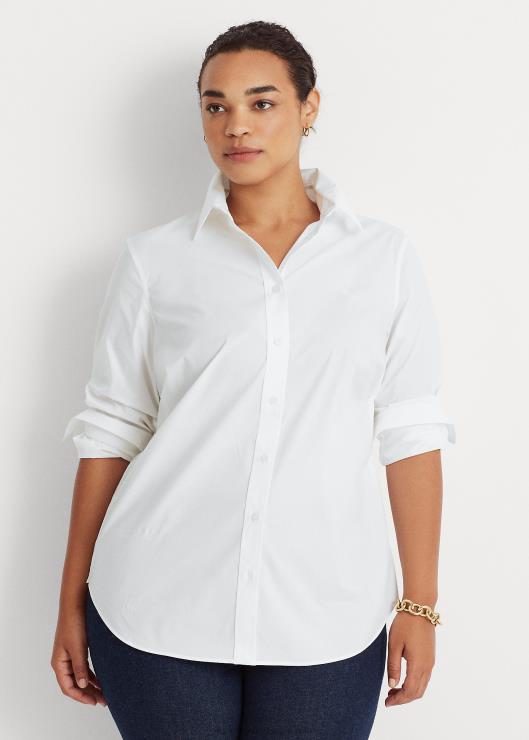 camisa de algodón elástico sin planchado mujer blanco Ralph Lauren 2XR2V4723