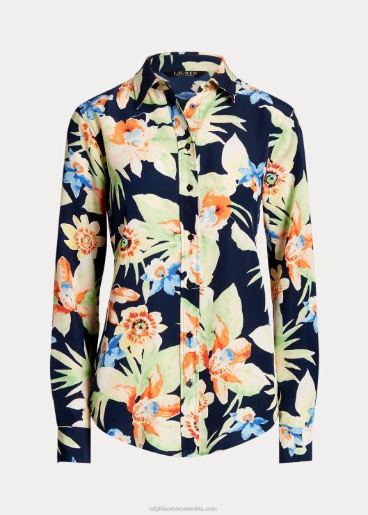 camisa de crepé floral mujer azul marino multi Ralph Lauren 2XR2V4863