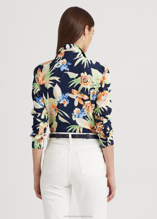 camisa de crepé floral mujer azul marino multi Ralph Lauren 2XR2V4863