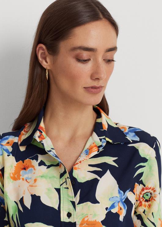camisa de crepé floral mujer azul marino multi Ralph Lauren 2XR2V4863
