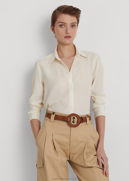 camisa de crepé mujer crema de mascarpone Ralph Lauren 2XR2V4169