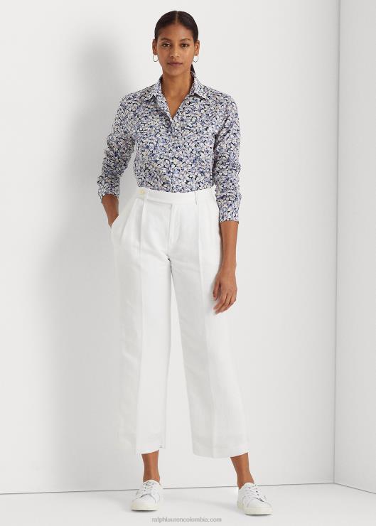 camisa de gasa de algodón floral mujer azul/crema/rosa Ralph Lauren 2XR2V4838