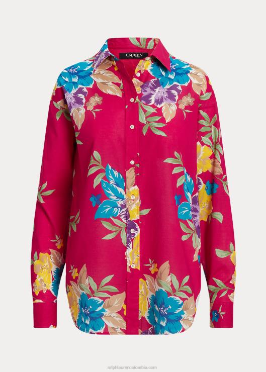 camisa de gasa de algodón floral mujer rosa multi Ralph Lauren 2XR2V4328