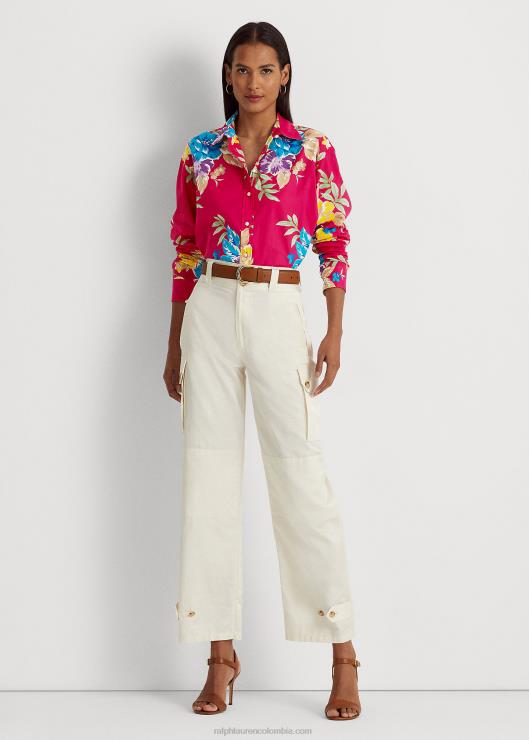 camisa de gasa de algodón floral mujer rosa multi Ralph Lauren 2XR2V4328