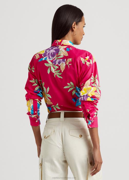 camisa de gasa de algodón floral mujer rosa multi Ralph Lauren 2XR2V4328