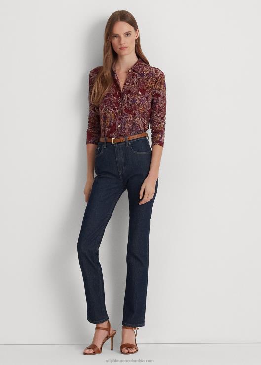 camisa de jersey stretch con motivo de cachemira mujer burdeos multi Ralph Lauren 2XR2V9161