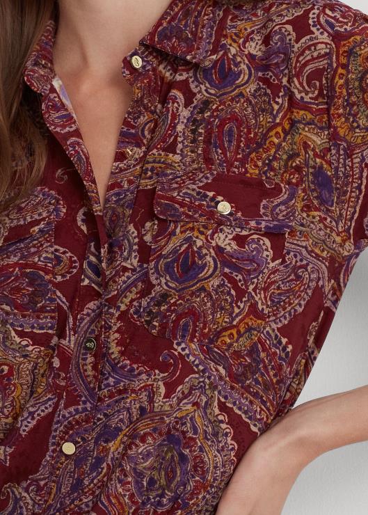 camisa de jersey stretch con motivo de cachemira mujer burdeos multi Ralph Lauren 2XR2V9161