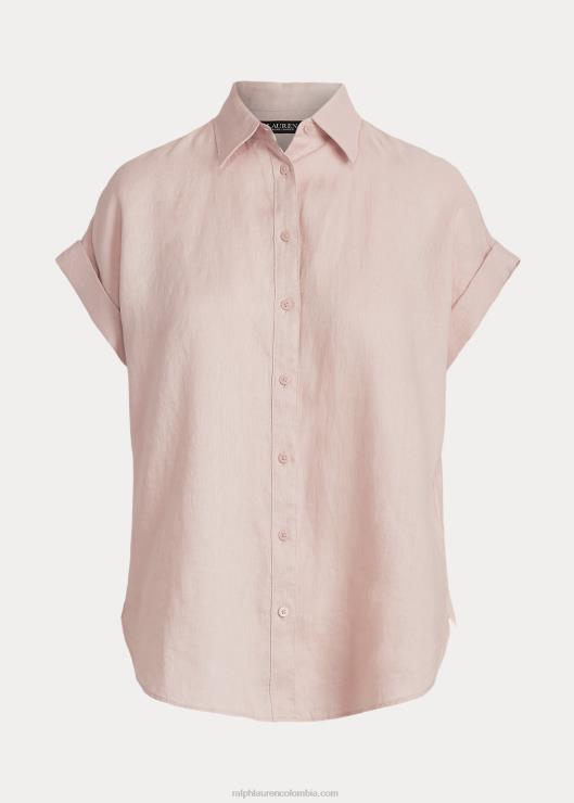 camisa de lino con mangas dolman mujer Rosa palido Ralph Lauren 2XR2V3783