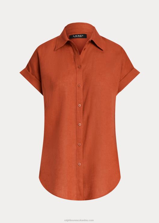 camisa de lino con mangas dolman mujer piedra solar roja Ralph Lauren 2XR2V3780