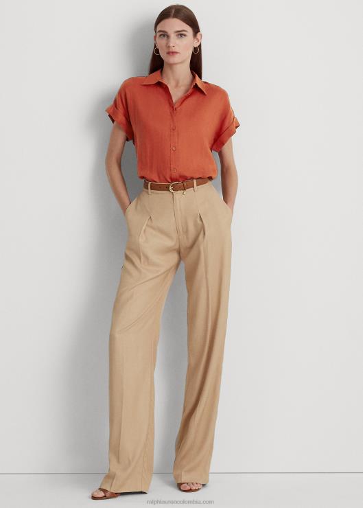 camisa de lino con mangas dolman mujer piedra solar roja Ralph Lauren 2XR2V3780