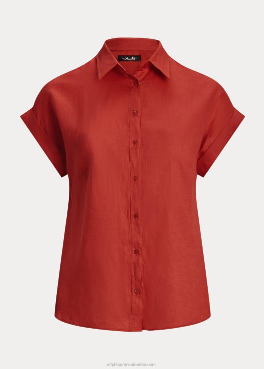 camisa de lino con mangas dolman mujer piedra solar roja Ralph Lauren 2XR2V4500