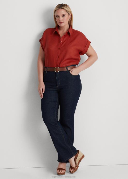 camisa de lino con mangas dolman mujer piedra solar roja Ralph Lauren 2XR2V4500