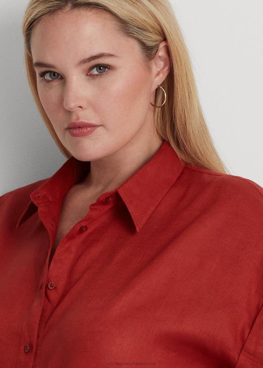camisa de lino con mangas dolman mujer piedra solar roja Ralph Lauren 2XR2V4500