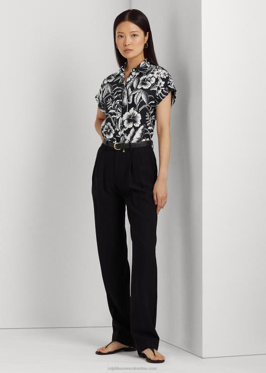 camisa de manga corta con motivo floral mujer blanco negro Ralph Lauren 2XR2V3857