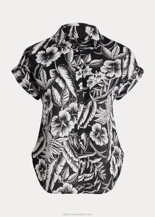 camisa de manga corta con motivo floral mujer blanco negro Ralph Lauren 2XR2V4528