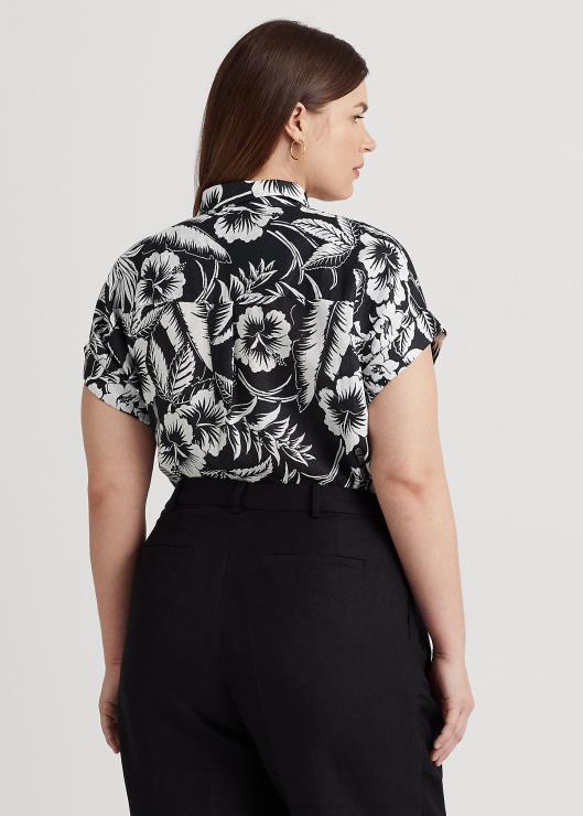 camisa de manga corta con motivo floral mujer blanco negro Ralph Lauren 2XR2V4528