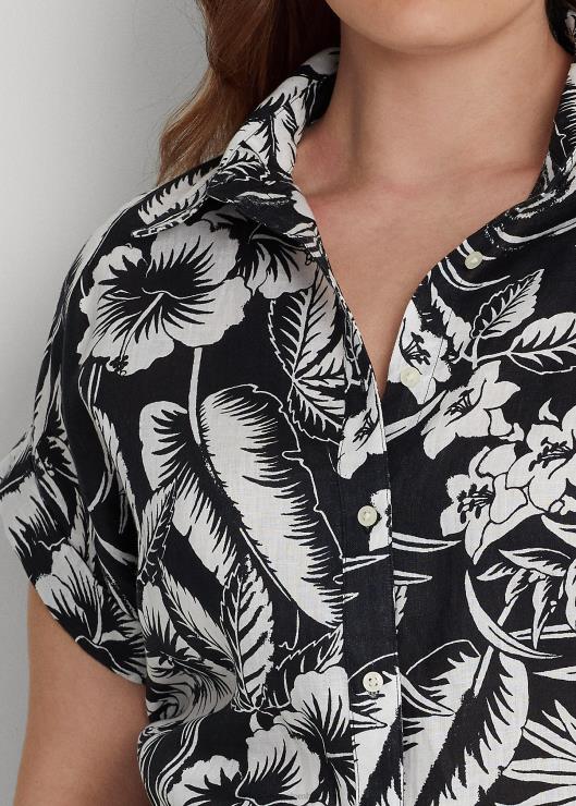 camisa de manga corta con motivo floral mujer blanco negro Ralph Lauren 2XR2V4528