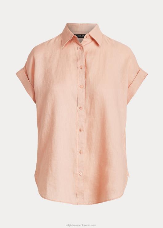 camisa de manga corta de lino mujer Rosa palido Ralph Lauren 2XR2V4287