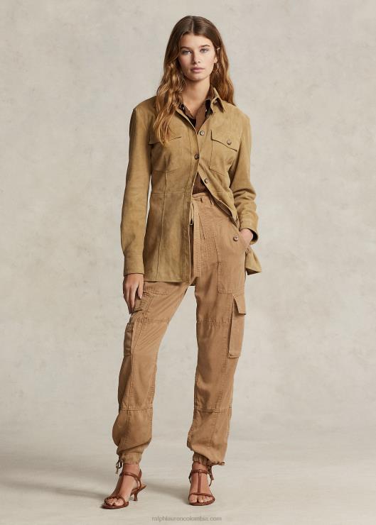 camisa excedente de piel de cordero mujer arena Ralph Lauren 2XR2V3164