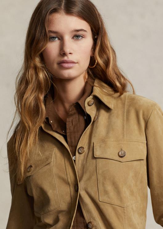 camisa excedente de piel de cordero mujer arena Ralph Lauren 2XR2V3164