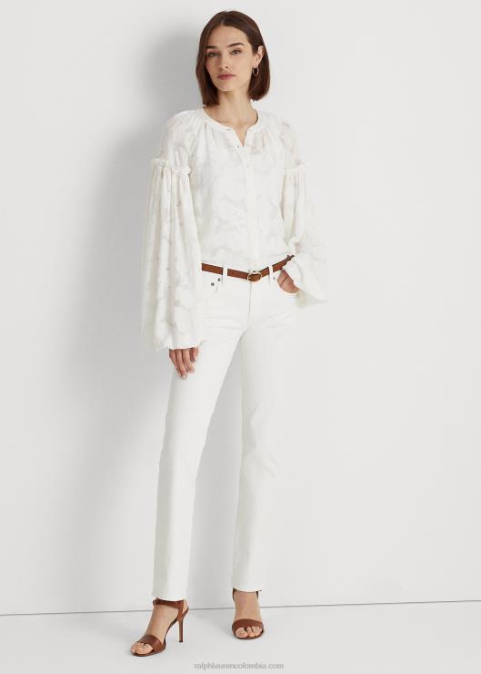 camisa floral con manga blusón en jacquard mujer blanco Ralph Lauren 2XR2V3870