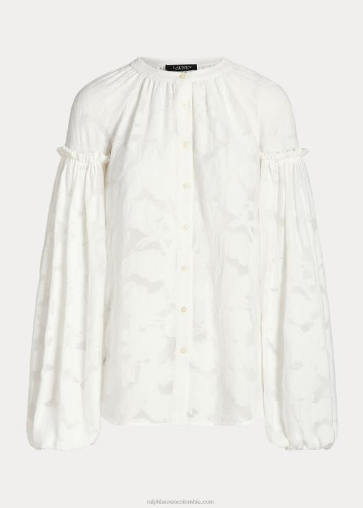 camisa floral con manga blusón en jacquard mujer blanco Ralph Lauren 2XR2V4342