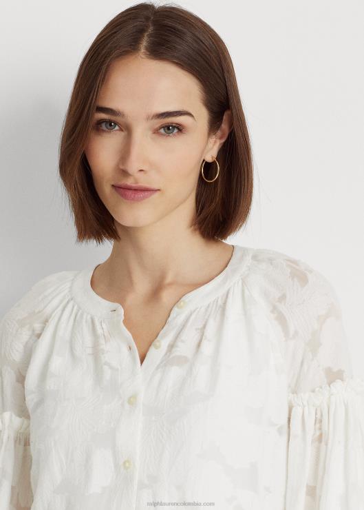 camisa floral con manga blusón en jacquard mujer blanco Ralph Lauren 2XR2V4342