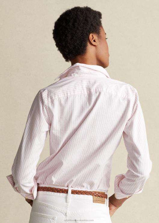 camisa oxford de corte clásico a rayas mujer blanco/rosa decorativo Ralph Lauren 2XR2V3353