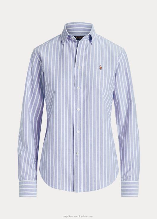 camisa oxford de corte clásico a rayas mujer puerto isla azul Ralph Lauren 2XR2V3166