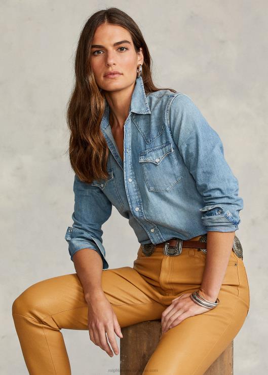 camisa vaquera de corte recto mujer índigo claro Ralph Lauren 2XR2V3277