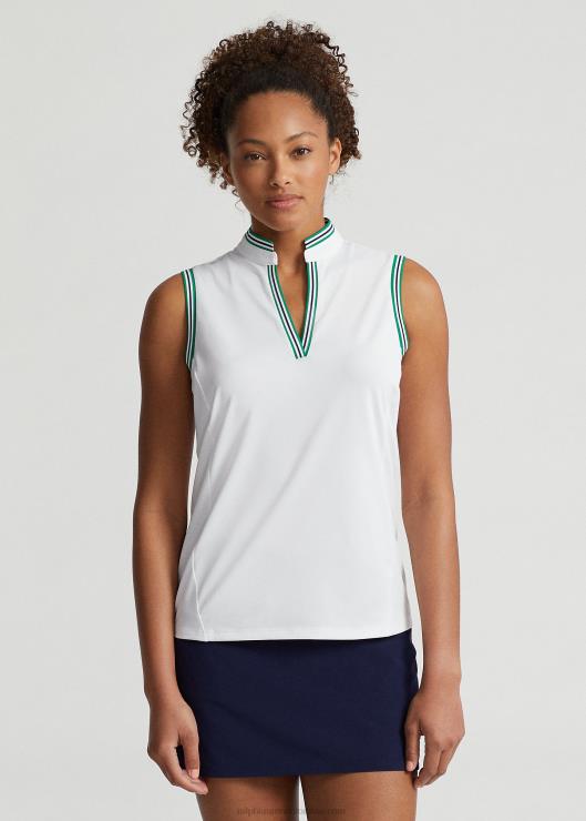 camisa sin mangas de piqué entallada mujer cerámica blanco/verde multi Ralph Lauren 2XR2V3720