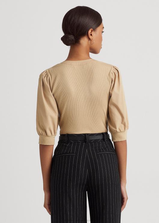 camiseta con manga farol y mezcla de algodón mujerRalph Lauren 2XR2V4885