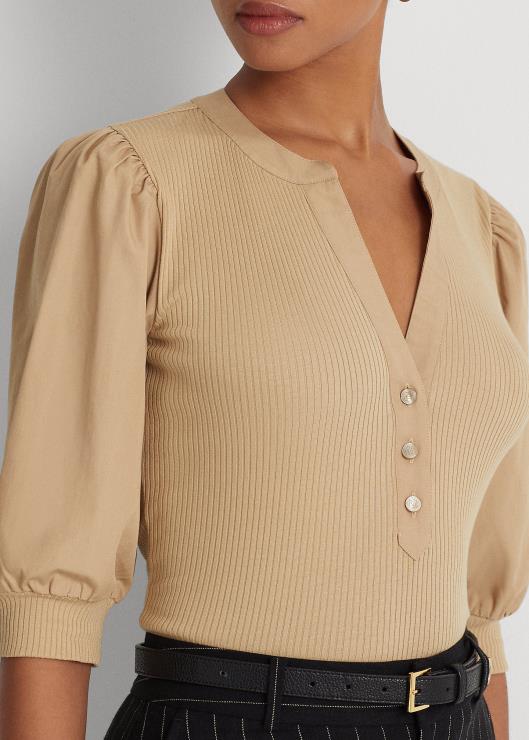 camiseta con manga farol y mezcla de algodón mujerRalph Lauren 2XR2V4885