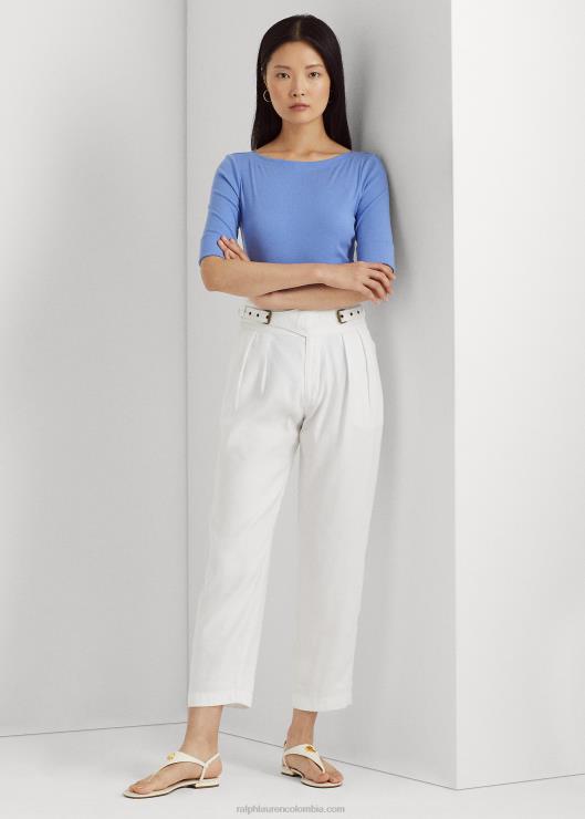 camiseta de algodón elástico con cuello barco mujer niebla azul Ralph Lauren 2XR2V3943