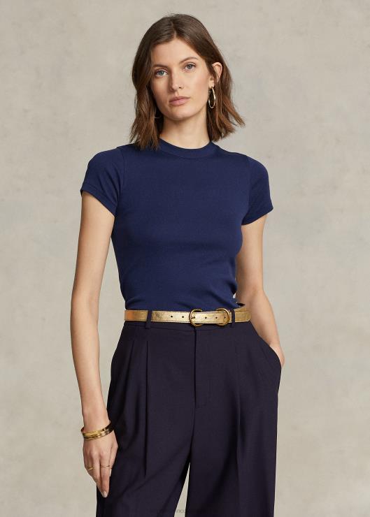 camiseta de canalé de algodón mujer Marina de Newport Ralph Lauren 2XR2V2878