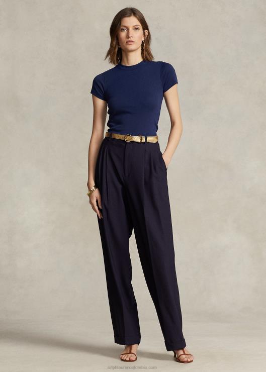 camiseta de canalé de algodón mujer Marina de Newport Ralph Lauren 2XR2V2878