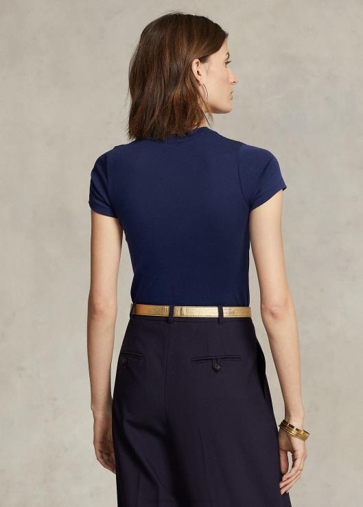 camiseta de canalé de algodón mujer Marina de Newport Ralph Lauren 2XR2V2878