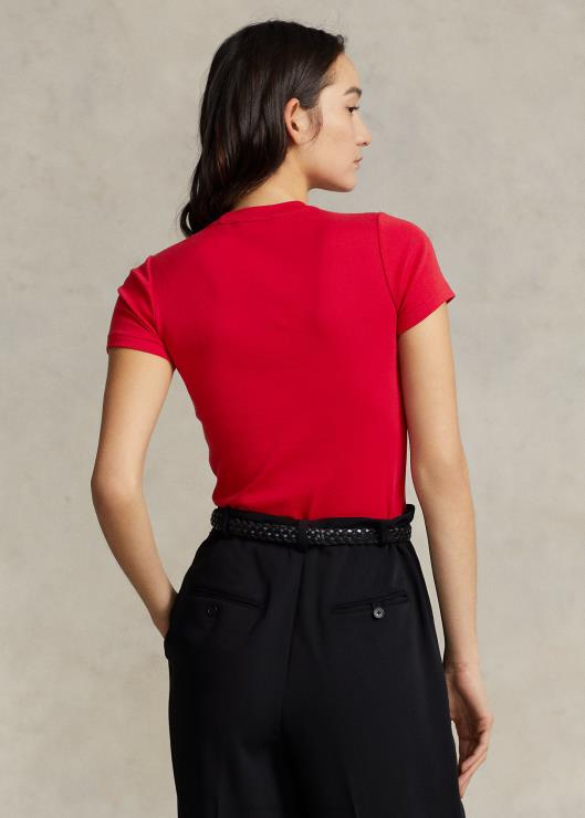 camiseta de canalé de algodón mujer rl2000 rojo Ralph Lauren 2XR2V2876