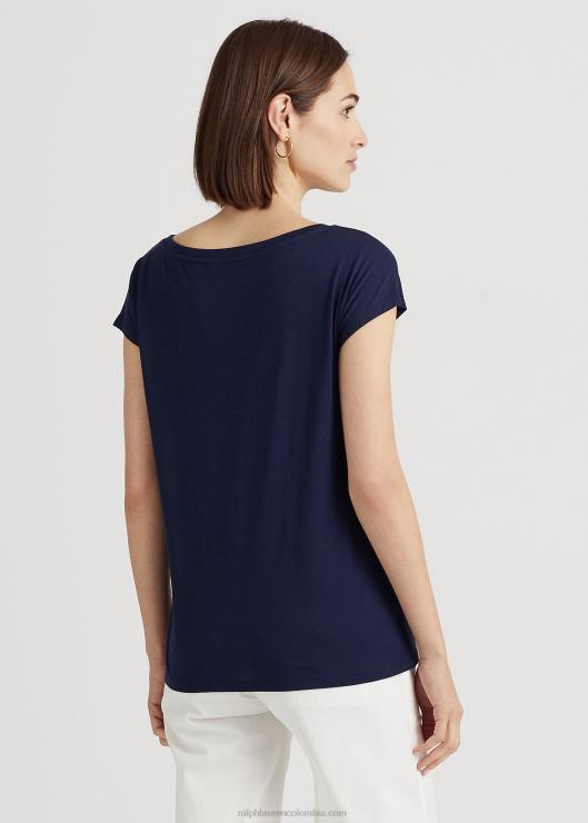 camiseta de jersey con gráfico mujer azul marino refinado Ralph Lauren 2XR2V9475