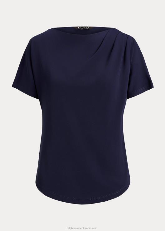 camiseta de jersey elástico con pliegues mujer azul marino refinado Ralph Lauren 2XR2V3946