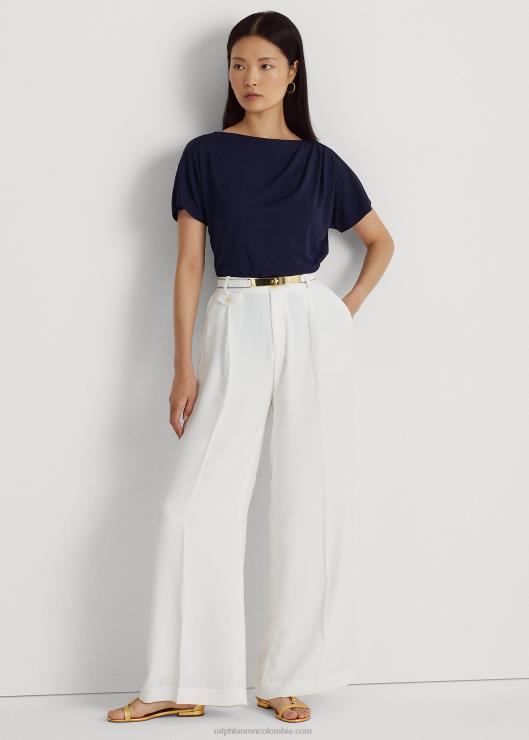 camiseta de jersey elástico con pliegues mujer azul marino refinado Ralph Lauren 2XR2V3946
