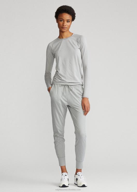 camiseta de manga larga de jersey de rendimiento mujer brezo gris claro Ralph Lauren 2XR2V3763