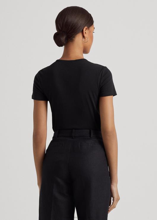 camiseta de mezcla de algodón mujer negro Ralph Lauren 2XR2V4254